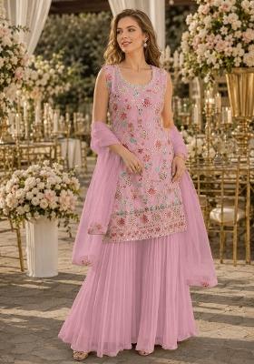 Pink Embroidered Georgette Salwar Kameez