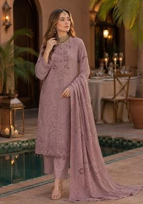 Light Pink Embroidered Georgette Pakistani Suit Set