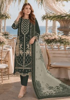 Mehendi Embroidered Georgette Kurta Set