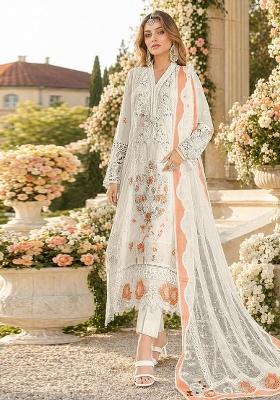White Embroidered Chiffon Kurta Set