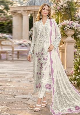 White Embroidered Chiffon Kurta Set