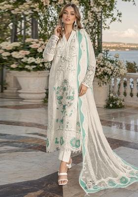 White Embroidered Chiffon Kurta Set