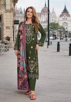 Mehendi Embroidered Cambric Kurta Set