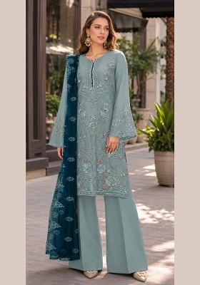 Light Green Embroidered Georgette Pakistani Suit Set