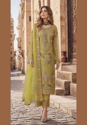 Lemon Embroidered Georgette Pakistani Suit Set