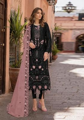 Black Embroidered Georgette Pakistani Suit Set