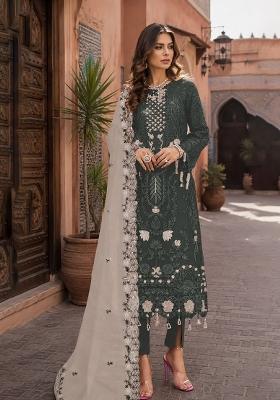 Mehendi Embroidered Georgette Pakistani Suit Set