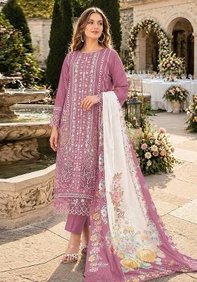 Pink Embroidered Cambric Kurta Set