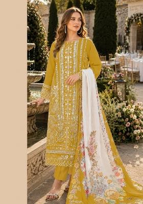 Yellow Embroidered Cambric Kurta Set