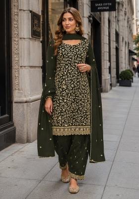 Mehendi Embroidered Georgette Salwar Kameez