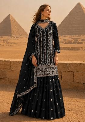 Black Embroidered Silk Salwar Kameez