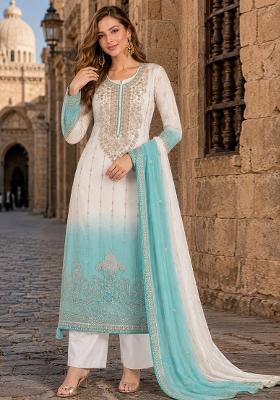 Blue Embroidered Silk Salwar Kameez