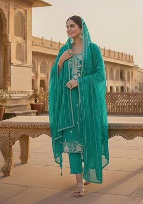 Rama Embroidered Silk Kurta Set