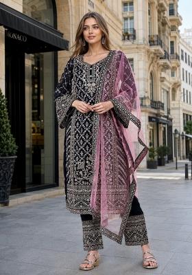 Maroon Embroidered Georgette Salwar Kameez