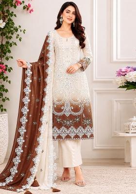 Maroon Embroidered Georgette Kurta Set