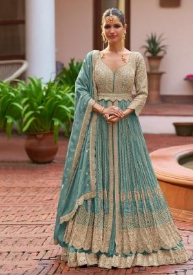Blue Embroidered Silk Kurta Set