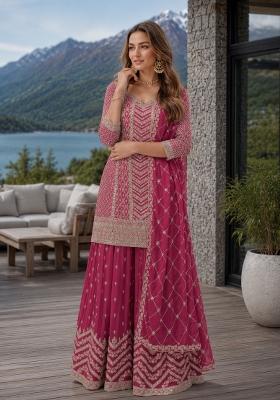 Pink Embroidered Silk Kurta Set