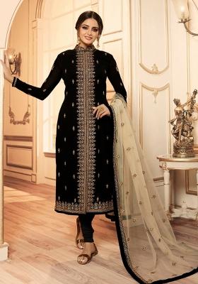 Black Embroidered Georgette Kurta Set