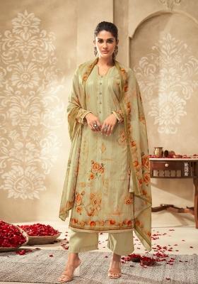Green Printed Cotton Kurta Set