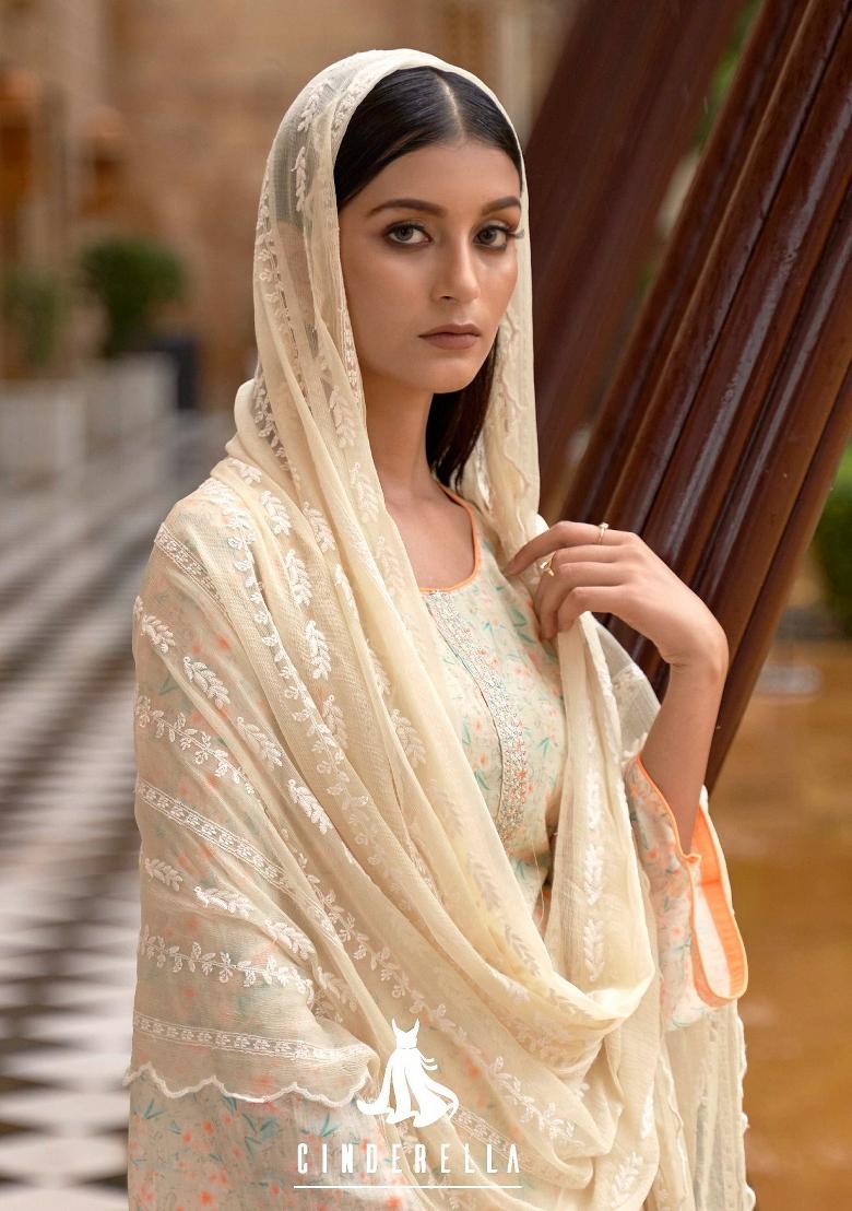Cream Embroidered Silk Kurta Set - Indya