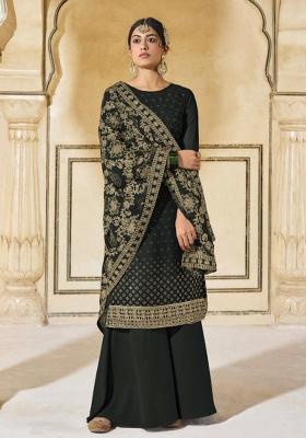 Black Embroidered Georgette Kurta Set
