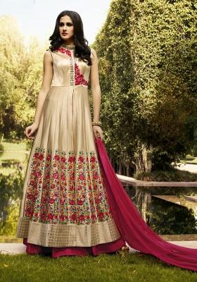 Pink Embroidered Silk Kurta Set