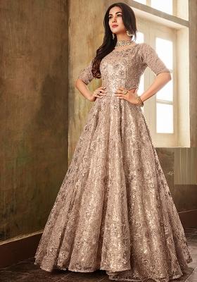 Light Pink Embroidered Net Kurta Set