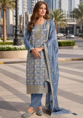 Blue Sequin Work Viscose Kurta Set