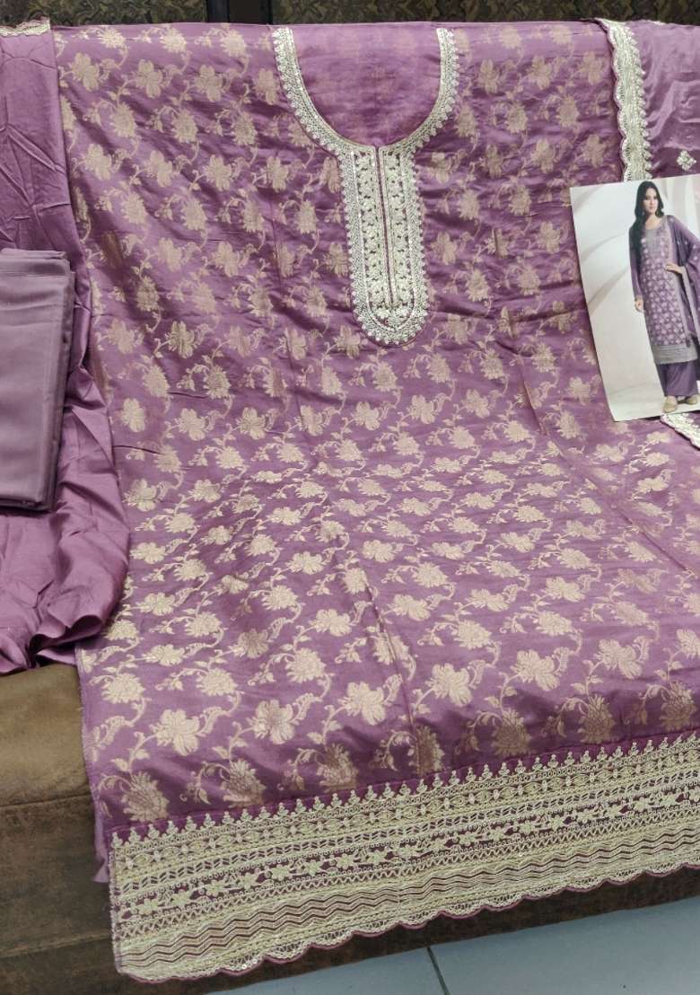 Purple Sequin Work Viscose Kurta Set - Indya