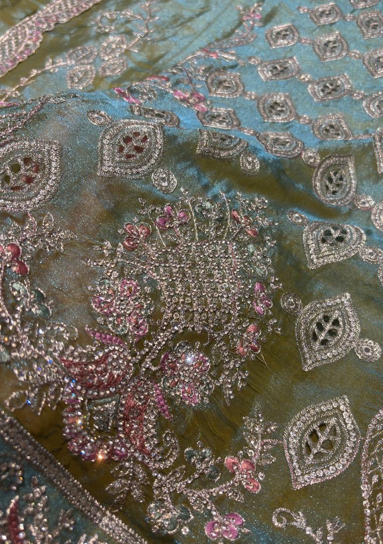 Parrot Green Embroidery Silk Salwar Kameez - Indya