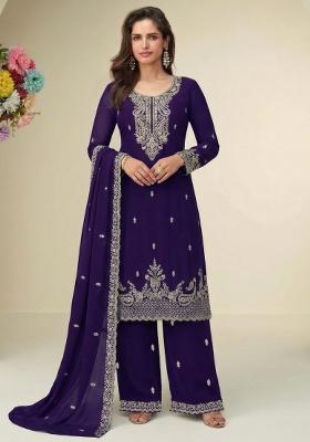 Purple Embroidery Georgette Salwar Kameez