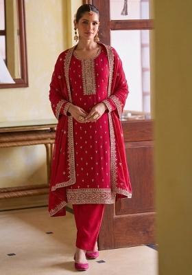 Rani Pink Embroidery Georgette Salwar Kameez