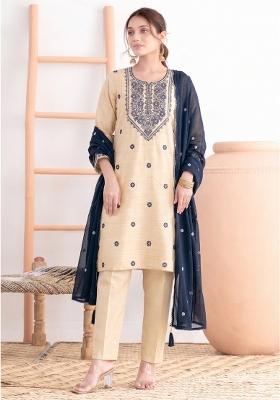 Blue Embroidery Cotton Salwar Kameez