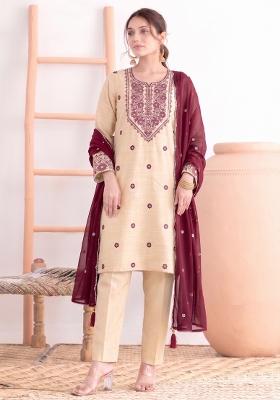 Pink Embroidery Cotton Salwar Kameez