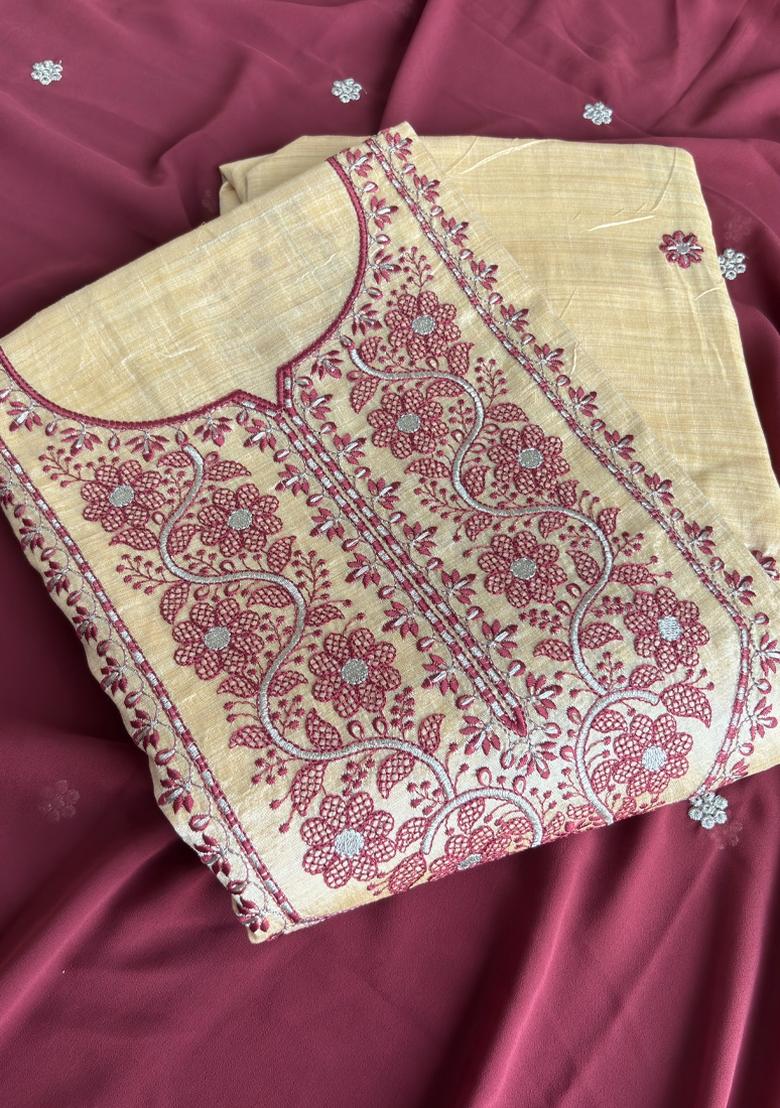 Pink Embroidery Cotton Salwar Kameez - Indya