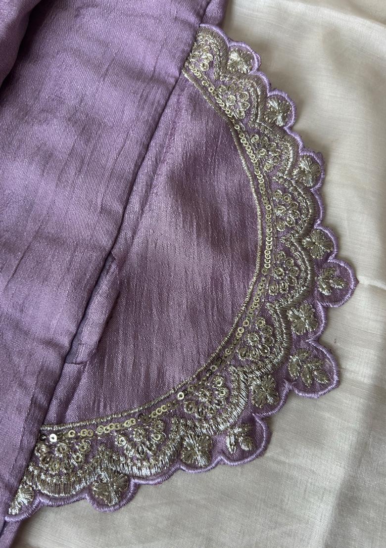 Lilac Embroidery Vichitra Salwar Kameez - Indya