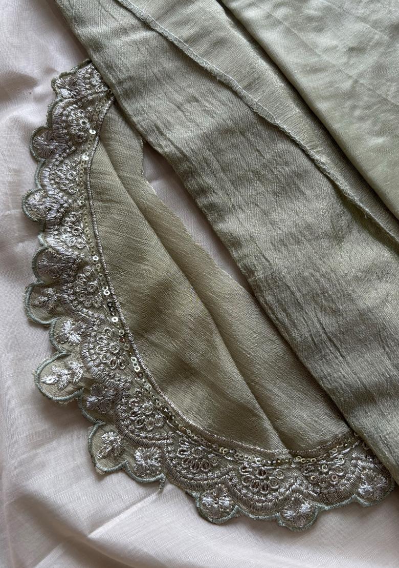 Pista Green Embroidery Vichitra Salwar Kameez - Indya