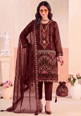 Red Embroidery Silk Salwar Kameez