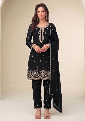 Black Embroidery Georgette Salwar Kameez