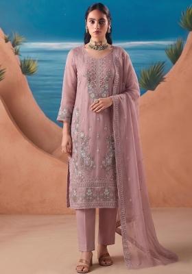 Pink Embroidery Silk Salwar Kameez