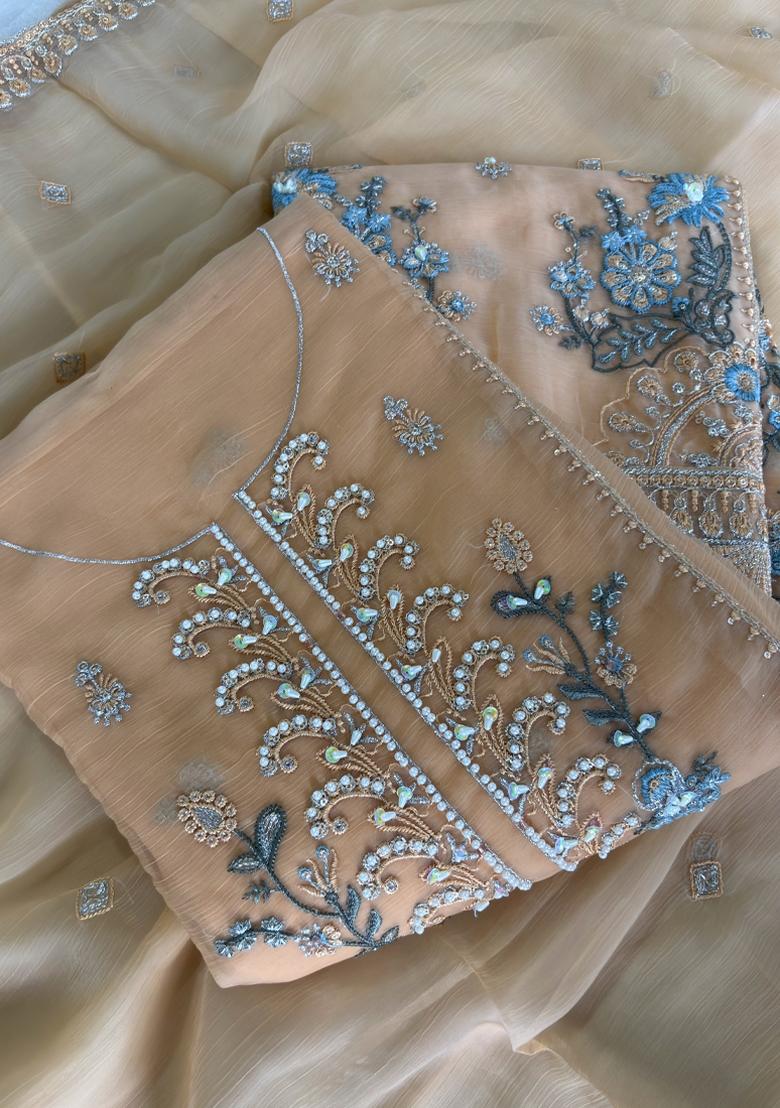 Yellow Embroidery Silk Salwar Kameez - Indya