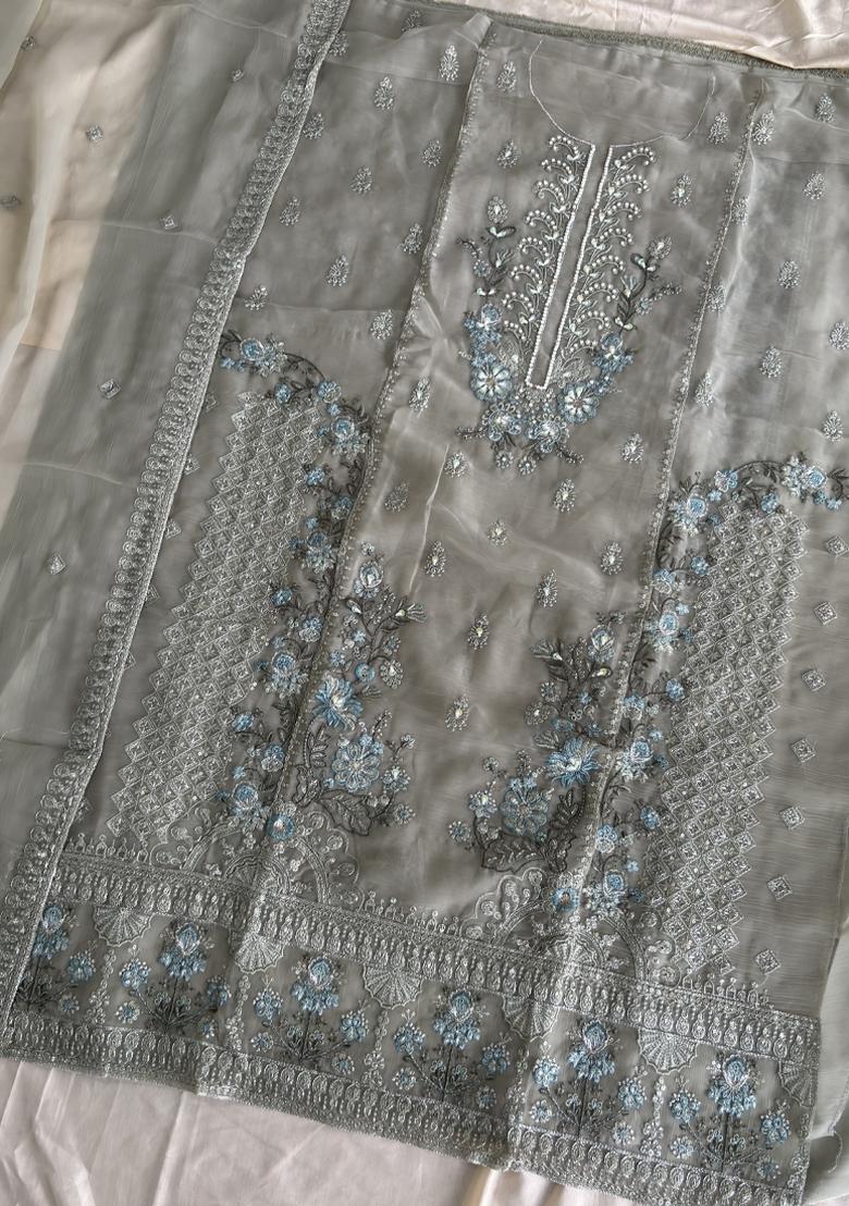 Green Embroidery Silk Salwar Kameez - Indya