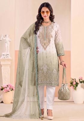 Green Embroidery Silk Salwar Kameez