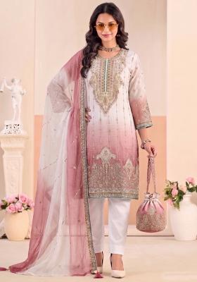 Pink Embroidery Silk Salwar Kameez