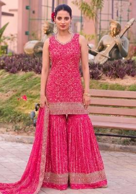 Pink Embroidery Georgette Salwar Kameez