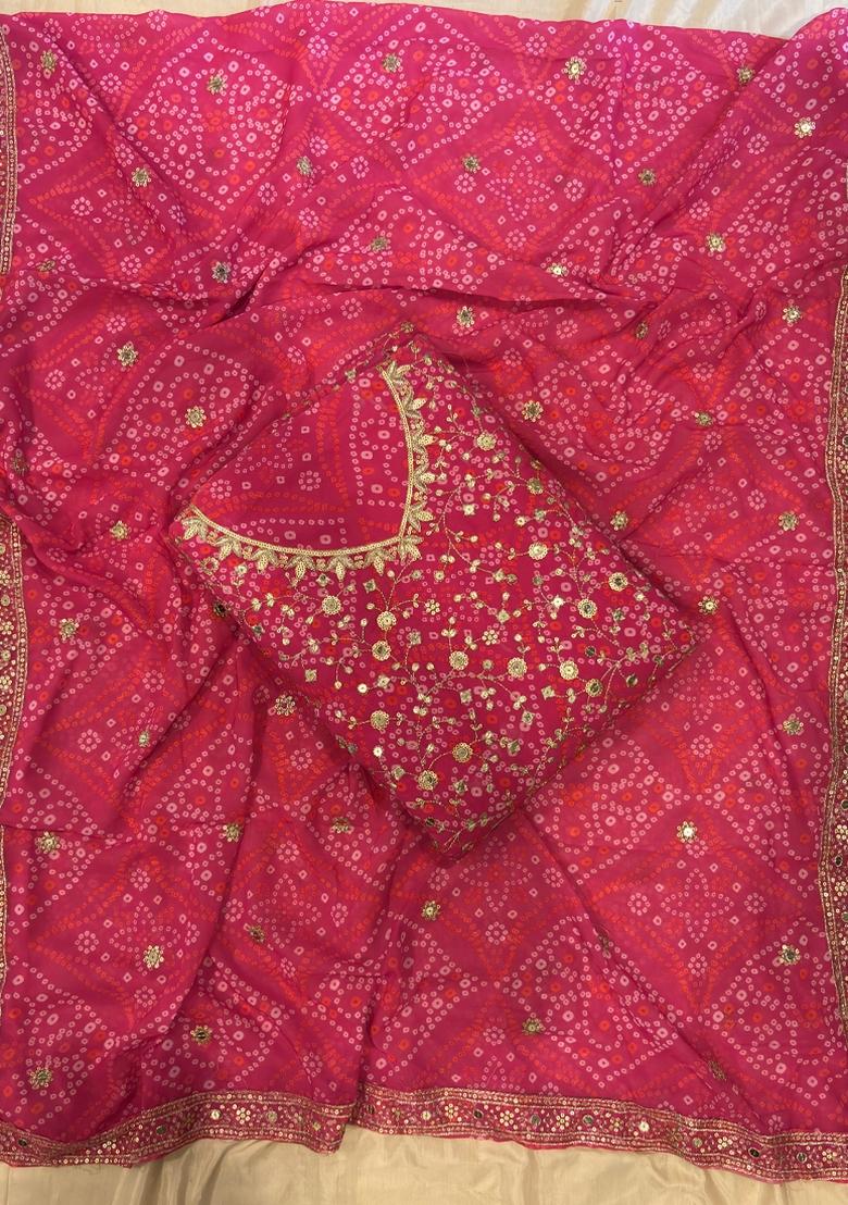 Pink Embroidery Georgette Salwar Kameez - Indya