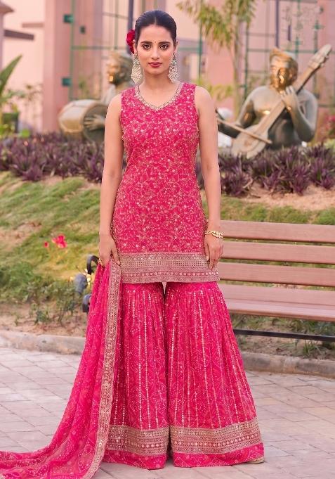 Pink Embroidery Georgette Salwar Kameez
