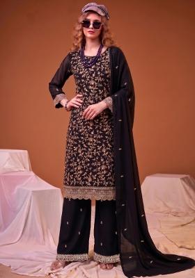 Black Embroidery Georgette Salwar Kameez
