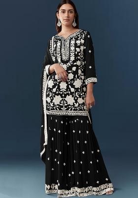 Black Embroidered Chiffon Salwar Kameez