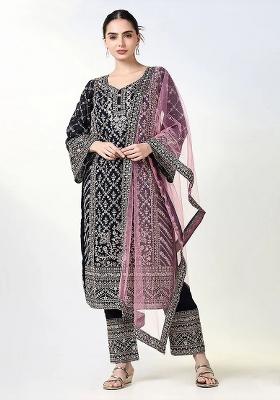 Maroon Embroidered Georgette Salwar Kameez